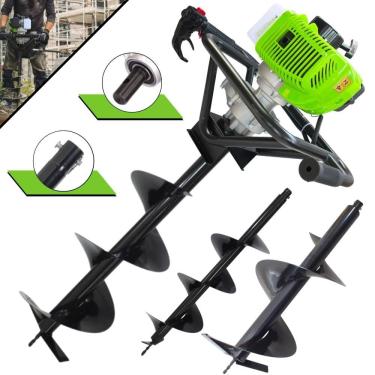 Imagem de Trado Motorizado À Gasolina Menegotti MPS52 52cc 1,8HP Perfurador de Solo Profissional + Brocas 80x20cm, 80x25cm e 80x30cm