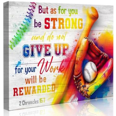 Imagem de Frimeeme Tela emoldurada de arte de parede de beisebol - Decoração esportiva inspiradora para homens, quarto de meninos, presente de treinador - Pôster de beisebol rústico impresso para quarto