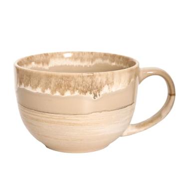 Imagem de hengshukeji Grandes canecas de café de cerâmica de 700 ml, tigelas de sopa com alças, caneca de chá jumbo extra grande para escritório e casa (marrom-cinza)