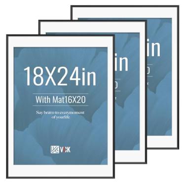 Imagem de VCK Moldura preta para pôster, 45 x 61 cm, pacote com 3, moldura de alumínio – exibe pôsteres de 40 x 50 cm com tapete ou 45 x 61 cm sem, montagem na parede, decoração de casa para sala de estar