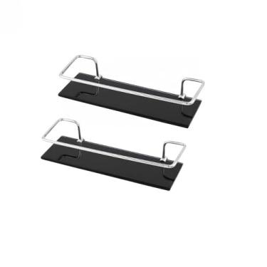 Imagem de Kit 2 Prateleiras para Banheiro, Base de Vidro com Suporte de Alumínio Polido, Preto, 30x10cm, Resistente à Água