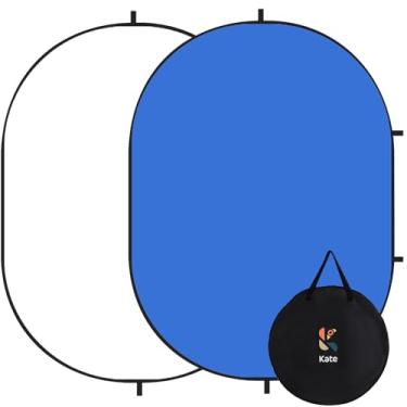 Imagem de Kate Pano de fundo pop-up dobrável para audições com fita automática, fotos profissionais, videoconferência e transmissão ao vivo - fundo de fotografia portátil (1,5 x 2 m, azul/branco)