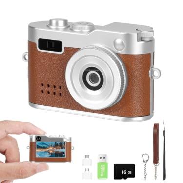 Imagem de Câmera mini chaveiro, mini câmera digital FHD 1080p com cartão SD, flash, adaptadores OTG, leitores de cartão, seis filtros, câmera retrô de 100 minutos de vida útil da bateria para gravação de estudo