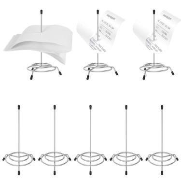 Imagem de 8 peças de suporte de recibos para mesa, esfaqueador de ingressos de aço inoxidável para restaurante, pinos de fixação de ingressos, adequado para supermercados, recepções, caixas registradoras de