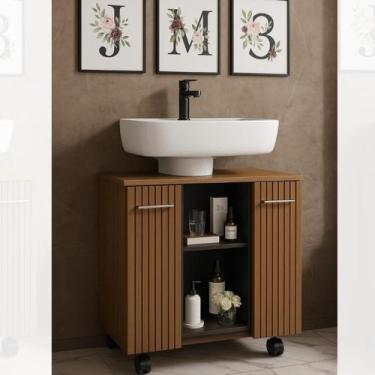 Imagem de Gabinete Com Duas Portas Para Banheiro Rodízios Premium - JM3 Móveis, 