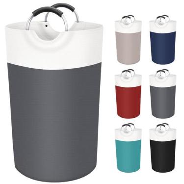Imagem de Cesto de roupa suja BlissTotes dobrável 90L cinza impermeável