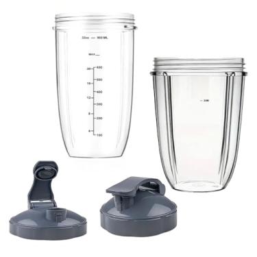 Imagem de Pacote com 2 peças de reposição para atualização de copos de 940 ml e 680 g com 2 pacotes de tampa flip-top para tampa compatível com o acessório de liquidificador NutriBullet 600w/900w