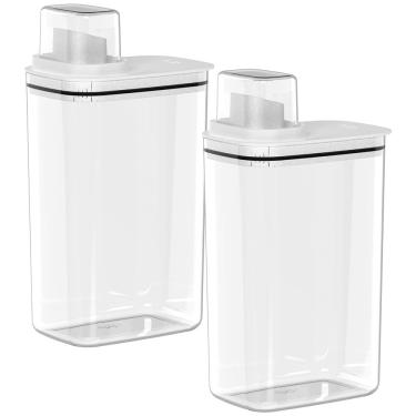 Imagem de Jogo de Dispensers Herméticos Organizadores com Tampa Medidora Flow 2 peças 2,3L Branco - Ou