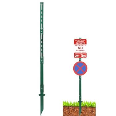 Imagem de Estacas de sinalização de jardim resistentes de 182 cm - Postes de metal para gramado, 4 kg cada com revestimento em pó preto - para eventos ao ar livre, estacionamento, garagem, bar, placas de