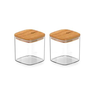 Imagem de Kit 2 Pote Hermético Tampa De Bambu Natural 150Ml