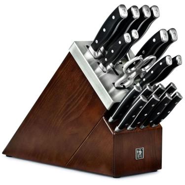 Imagem de Conjunto de Facas em Aço Inoxidável com Afiador Embutido e Bloco de Bancada 20 Peças, HENCKELS, Preto