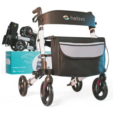 Imagem de Andador Adulto Idoso com Apoio de Braço, Assento Acolchoado e Cesto, Suporta até 136 Quilos, HELAVO H1010, Preto