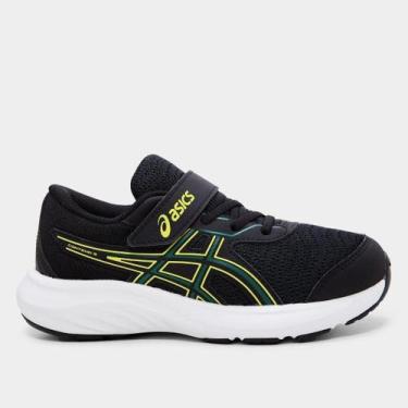 Imagem de Tênis Infantil Asics Contend 9 Ps, Preto, Verde, 31