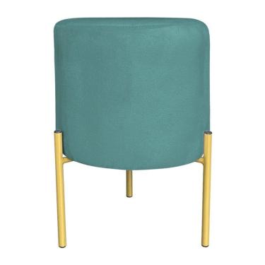 Imagem de Puff Decorativo Soren Suede Azul Turquesa Pés De Ferro Dourado - Pallazio