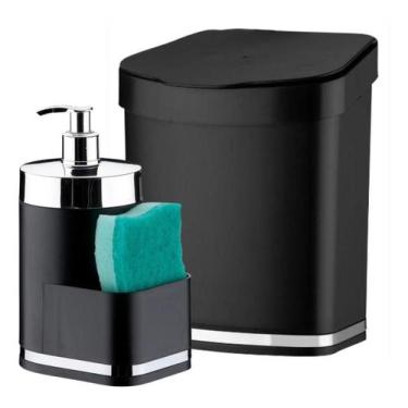 Imagem de Kit Organizador De Pia Dispenser Detergente Liquido E Lixeira 2,5L Coz