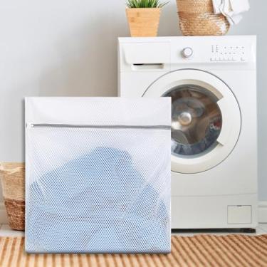 Imagem de Sacos de lavagem de malha, saco de lavagem para máquina de lavar, saco de lavagem de rede com zíper, bolsa de secadora (1 peça, 60 x 60 cm)