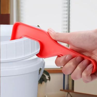 Imagem de Chave de abridor de lata manual para balde de mel de galão tampa de balde de tinta barril de remoção de tampa ferramenta de abertura doméstica, vermelho