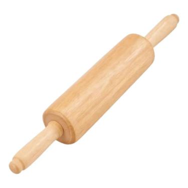Imagem de 2X Rolo De Madeira Para Abrir Massas Com Cabo Macarrão Pão B