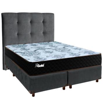 Imagem de Conjunto Cama Box Blindado Casal + Colchão Molas Ensacadas Life Gold Paropas + Cabeceira