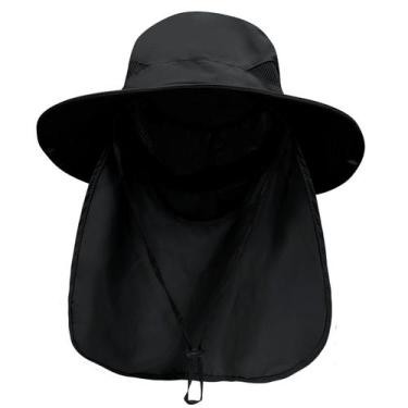 Imagem de Chapéu PFFY Sun Bucket de aba larga 7,6 cm UPF 50+ preto