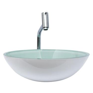 Imagem de Kit Banheiro Cuba Vidro Redonda 35 cm + Torneira + Válvula - Lopazzi, 