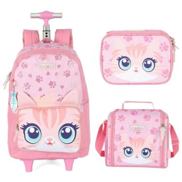 Imagem de Kit Mochila Rodas Lancheira Estojo Escolar Up4you Pet Cute-Feminino