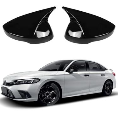Imagem de ZWPARTS 1 par de capas de espelho do lado esquerdo e direito compatível com Honda Civic 2022-2025 Touring Sedan, Sport Touring Hatchback, Tipo R com modelo de seta