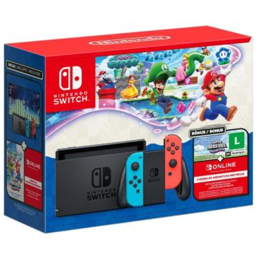 Imagem de Console Nintendo Switch + Super Mario Bros. Wonder + 3 Meses de  Assinatura Nintendo Switch Online