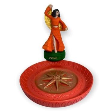 Imagem de Incensário Prato Cigana Laranja 12Cm Em Resina - Bialluz Presentes