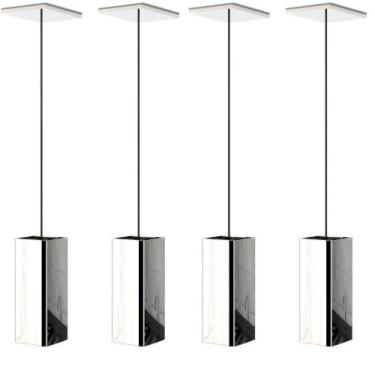 Imagem de 4 Pendentes Industrial Inox Quadrado Moderno Luminária Elg - Metalcrom