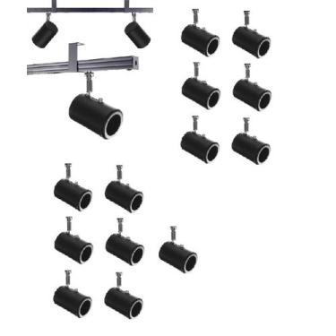 Imagem de Kit 13 Spot Trilho Perfilado Eletro calha Par20 Bulbo OL8 - Hiperlight