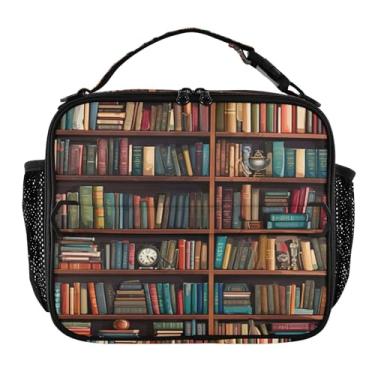 Imagem de KEEPREAL Library Bookshelf lancheira isolada para homens e mulheres - Bolsa térmica portátil reutilizável, lancheira compacta para escritório, deslocamento e piquenique #486