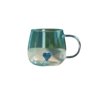 Imagem de Xícara Caneca de vidro 400ML Árvore de Natal-Margarida- coração - Flor (Coração Azul)