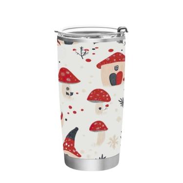 Imagem de Blueangle Copo de 590 ml com tampa e canudo, copo de café com água isolada a vácuo de aço inoxidável, caneca de viagem fofa de gnomo de Natal, copo térmico para bebidas quentes e frias (440)