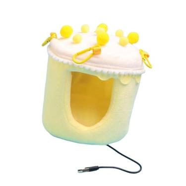 Imagem de Generic de inverno aconchegante de pelúcia em formato de bolo, acessório criativo para gaiola, esconderijo para papagaios e calopsitas, Amarelo