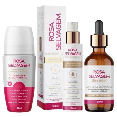 Imagem de Kit Clareador Rosa Selvagem Acido Ativo, Desodorante e Serum