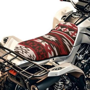 Imagem de Wanyint Capa de assento para quadriciclo para todas as estações 64 x 25 cm à prova d'água e resistente a UV capa de assento universal de quatro rodas elástica adequada para Honda Rancher 420/Yamaha