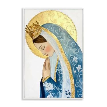 Imagem de Stupell Industries Retrato religioso "Mother Mary Religious Portrait", arte giclée emoldurada, branco, 12 x 18