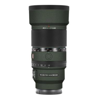 Imagem de 100 2.8 Câmera Macro Lens Skin Vinil Wrap Película Adesiva para Sony FE 100 mm F2.8 Macro GM OSS Protector Decalques Acessórios FE 2.8/100 (Couro Verde, para Sony FE 100 mm F2.8 Macro GM OSS)