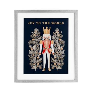 Imagem de Stupell Industries "Joy To World Happy Nutcracker", impressão emoldurada sob vidro, cinza, 13 x 16