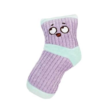 Imagem de KiBcsLic Brinquedo interativo e divertido para cães, em formato de meia recheada com apito, ideal para cães de pequeno e médio porte. Mantenha seu cão, Roxo Claro