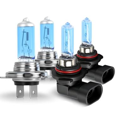 Imagem de FZPJJNB Serve para Toyota Celica (2000-2005) Lâmpadas de farol de halogênio 9005/HB3 High Beam+H7 Low Beam Combo, 300% de brilho Plug-n-Play lâmpadas de iluminação, IP68 impermeável, luz branca 5500K,