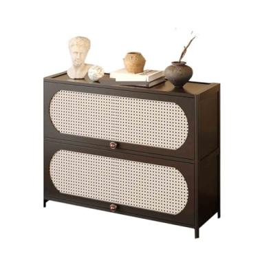 Imagem de hezhuhe2258 Aparador de sala de jantar com camada dupla alargada de canto estante para sala de estar com gavetas