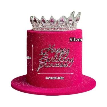 Imagem de Topo De Bolo De Aniversário Para Meninas Em Acrílico Feliz Aniversário
