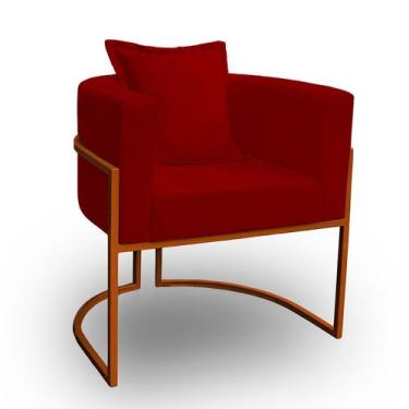 Imagem de Poltrona para Sala Base de Metal Reforçada Liz Veludo Vermelho - LH De