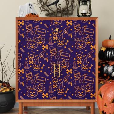 Imagem de Yullpaper Papel de parede de Halloween Peel and Stick para paredes papel de parede roxo removível papel de parede sombrio escuro escadas para quarto de meninos papéis de parede divertidos cole e