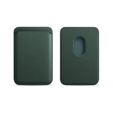 Imagem de Carteira magnética - capa de couro PU com porta-cartões para iPhone 17 16 15 14 13 Pro Max Air Plus, bolsa fina para armazenamento de cartões (verde)