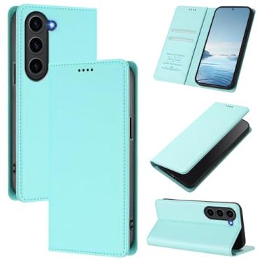 Imagem de Capa carteira fina para Samsung Galaxy S23 Plus com capa flip magnética, compartimentos para cartões e suporte, bloqueio RFID, compatível com carregamento sem fio, capa protetora à prova de choque