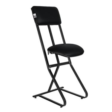 Imagem de Banqueta Alta Linha Security Aço Assento Material Sintético Altura Ajustável Preto Design Office Móveis