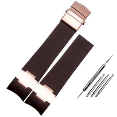 Imagem de FULNES 22 x 20 mm DIVER and Marine pulseira de relógio de borracha de silicone impermeável para ferramentas Ulysse Nardin Man (marrom - rosa A)